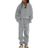 imageFlygo Women Sweat Set Sweatsuit Fleece 2 Piece Joggers Tracksuit Outfits Crop Sweatshirt Sweatpants SetsGrey Heather