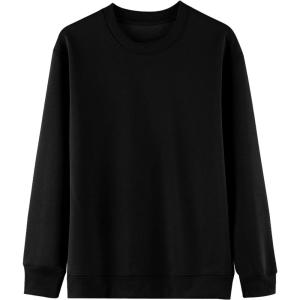 imageFlygo Mens Crewneck Sweatshirt Fleece Pullover Top Oversized Casual Long Sleeve Sweatshirts Sweater Fashion StreetwearBlack