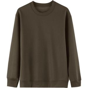 imageFlygo Mens Crewneck Sweatshirt Fleece Pullover Top Oversized Casual Long Sleeve Sweatshirts Sweater Fashion StreetwearCoffee