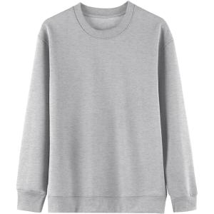 imageFlygo Mens Crewneck Sweatshirt Fleece Pullover Top Oversized Casual Long Sleeve Sweatshirts Sweater Fashion StreetwearGrey Heather