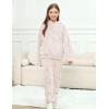 imageFlygo Girls Fuzzy Pants Set Crop Hoodie Bear Ear Two Piece Outfits Fluffy Sweatshirt and Fleece Pants SweatsuitBeige