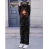 imageFlygo Girls Fuzzy Pants Set Crop Hoodie Bear Ear Two Piece Outfits Fluffy Sweatshirt and Fleece Pants SweatsuitBlack