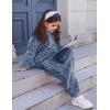 imageFlygo Girls Fuzzy Pants Set Crop Hoodie Bear Ear Two Piece Outfits Fluffy Sweatshirt and Fleece Pants SweatsuitBlue