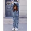 imageFlygo Girls Fuzzy Pants Set Crop Hoodie Bear Ear Two Piece Outfits Fluffy Sweatshirt and Fleece Pants SweatsuitBlue