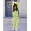imageFlygo Girls Fuzzy Pants Set Crop Hoodie Bear Ear Two Piece Outfits Fluffy Sweatshirt and Fleece Pants SweatsuitLightgreen