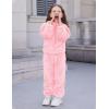 imageFlygo Girls Fuzzy Pants Set Crop Hoodie Bear Ear Two Piece Outfits Fluffy Sweatshirt and Fleece Pants SweatsuitLightpink