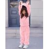 imageFlygo Girls Fuzzy Pants Set Crop Hoodie Bear Ear Two Piece Outfits Fluffy Sweatshirt and Fleece Pants SweatsuitLightpink