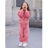 imageFlygo Girls Fuzzy Pants Set Crop Hoodie Bear Ear Two Piece Outfits Fluffy Sweatshirt and Fleece Pants SweatsuitPink