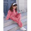 imageFlygo Girls Fuzzy Pants Set Crop Hoodie Bear Ear Two Piece Outfits Fluffy Sweatshirt and Fleece Pants SweatsuitPink