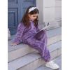 imageFlygo Girls Fuzzy Pants Set Crop Hoodie Bear Ear Two Piece Outfits Fluffy Sweatshirt and Fleece Pants SweatsuitPurple