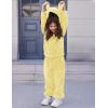 imageFlygo Girls Fuzzy Pants Set Crop Hoodie Bear Ear Two Piece Outfits Fluffy Sweatshirt and Fleece Pants SweatsuitYellow