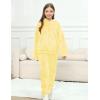 imageFlygo Girls Fuzzy Pants Set Crop Hoodie Bear Ear Two Piece Outfits Fluffy Sweatshirt and Fleece Pants SweatsuitYellow