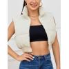 imageFlygo Womens Cropped Puffer Vest Zip Up Stand Collar Sleeveless Padded Bubble Vest02 Beige