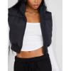imageFlygo Womens Cropped Puffer Vest Zip Up Stand Collar Sleeveless Padded Bubble Vest02 Black