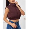 imageFlygo Womens Cropped Puffer Vest Zip Up Stand Collar Sleeveless Padded Bubble Vest02 Burgundy