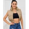 imageFlygo Womens Cropped Puffer Vest Zip Up Stand Collar Sleeveless Padded Bubble Vest02 Khaki