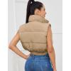 imageFlygo Womens Cropped Puffer Vest Zip Up Stand Collar Sleeveless Padded Bubble Vest02 Khaki