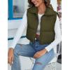imageFlygo Womens Cropped Puffer Vest Zip Up Stand Collar Sleeveless Padded Bubble VestArmygreen