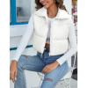 imageFlygo Womens Cropped Puffer Vest Zip Up Stand Collar Sleeveless Padded Bubble VestBeige