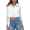 imageFlygo Womens Cropped Puffer Vest Zip Up Stand Collar Sleeveless Padded Bubble VestBeige