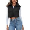 imageFlygo Womens Cropped Puffer Vest Zip Up Stand Collar Sleeveless Padded Bubble VestBlack