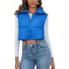 imageFlygo Womens Cropped Puffer Vest Zip Up Stand Collar Sleeveless Padded Bubble VestBlue