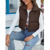 imageFlygo Womens Cropped Puffer Vest Zip Up Stand Collar Sleeveless Padded Bubble VestBrown