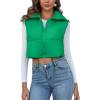 imageFlygo Womens Cropped Puffer Vest Zip Up Stand Collar Sleeveless Padded Bubble VestGreen
