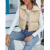 imageFlygo Womens Cropped Puffer Vest Zip Up Stand Collar Sleeveless Padded Bubble VestKhaki