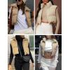 imageFlygo Womens Cropped Puffer Vest Zip Up Stand Collar Sleeveless Padded Bubble VestKhaki