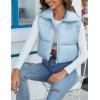 imageFlygo Womens Cropped Puffer Vest Zip Up Stand Collar Sleeveless Padded Bubble VestLightblue