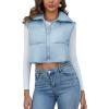 imageFlygo Womens Cropped Puffer Vest Zip Up Stand Collar Sleeveless Padded Bubble VestLightblue