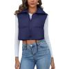 imageFlygo Womens Cropped Puffer Vest Zip Up Stand Collar Sleeveless Padded Bubble VestNavyblue