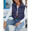 imageFlygo Womens Cropped Puffer Vest Zip Up Stand Collar Sleeveless Padded Bubble VestNavyblue