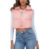 imageFlygo Womens Cropped Puffer Vest Zip Up Stand Collar Sleeveless Padded Bubble VestPink
