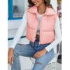 imageFlygo Womens Cropped Puffer Vest Zip Up Stand Collar Sleeveless Padded Bubble VestPink