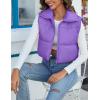 imageFlygo Womens Cropped Puffer Vest Zip Up Stand Collar Sleeveless Padded Bubble VestPurple
