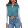 imageFlygo Womens Cropped Puffer Vest Zip Up Stand Collar Sleeveless Padded Bubble VestTeal
