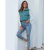 imageFlygo Womens Cropped Puffer Vest Zip Up Stand Collar Sleeveless Padded Bubble VestTeal