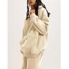 imageFlygo Womens Fleece 2 Piece Outfits Lounge Hoodie Sweatsuits Sets Oversized Sweatshirt Baggy Sweatpants Set WPocketsBeige