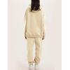 imageFlygo Womens Fleece 2 Piece Outfits Lounge Hoodie Sweatsuits Sets Oversized Sweatshirt Baggy Sweatpants Set WPocketsBeige