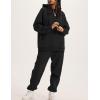 imageFlygo Womens Fleece 2 Piece Outfits Lounge Hoodie Sweatsuits Sets Oversized Sweatshirt Baggy Sweatpants Set WPocketsBlack