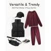 imageFlygo Womens Fleece 2 Piece Outfits Lounge Hoodie Sweatsuits Sets Oversized Sweatshirt Baggy Sweatpants Set WPocketsBurgundy