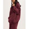imageFlygo Womens Fleece 2 Piece Outfits Lounge Hoodie Sweatsuits Sets Oversized Sweatshirt Baggy Sweatpants Set WPocketsBurgundy