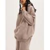 imageFlygo Womens Fleece 2 Piece Outfits Lounge Hoodie Sweatsuits Sets Oversized Sweatshirt Baggy Sweatpants Set WPocketsCoffee Grey