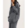 imageFlygo Womens Fleece 2 Piece Outfits Lounge Hoodie Sweatsuits Sets Oversized Sweatshirt Baggy Sweatpants Set WPocketsGrey