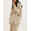 imageFlygo Womens Fleece 2 Piece Outfits Lounge Hoodie Sweatsuits Sets Oversized Sweatshirt Baggy Sweatpants Set WPocketsKhaki