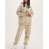 imageFlygo Womens Fleece 2 Piece Outfits Lounge Hoodie Sweatsuits Sets Oversized Sweatshirt Baggy Sweatpants Set WPocketsKhaki