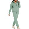 imageFlygo Womens Fleece 2 Piece Outfits Sweatsuit Half Zip Pullover Sweatshirt Joggers Pants Tracksuit Set GreenL