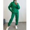 imageFlygo Womens Fleece 2 Piece Sweatsuit Half Zip Pullover Jogging Tracksuit Sweatshirt and SweatpantsGreenS
